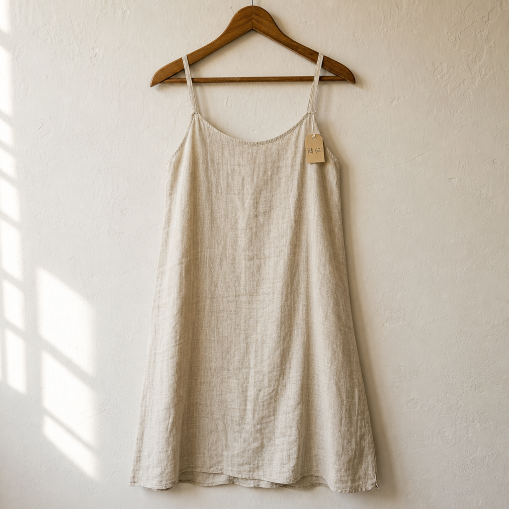 Vestido Midi Linho Cru — peça