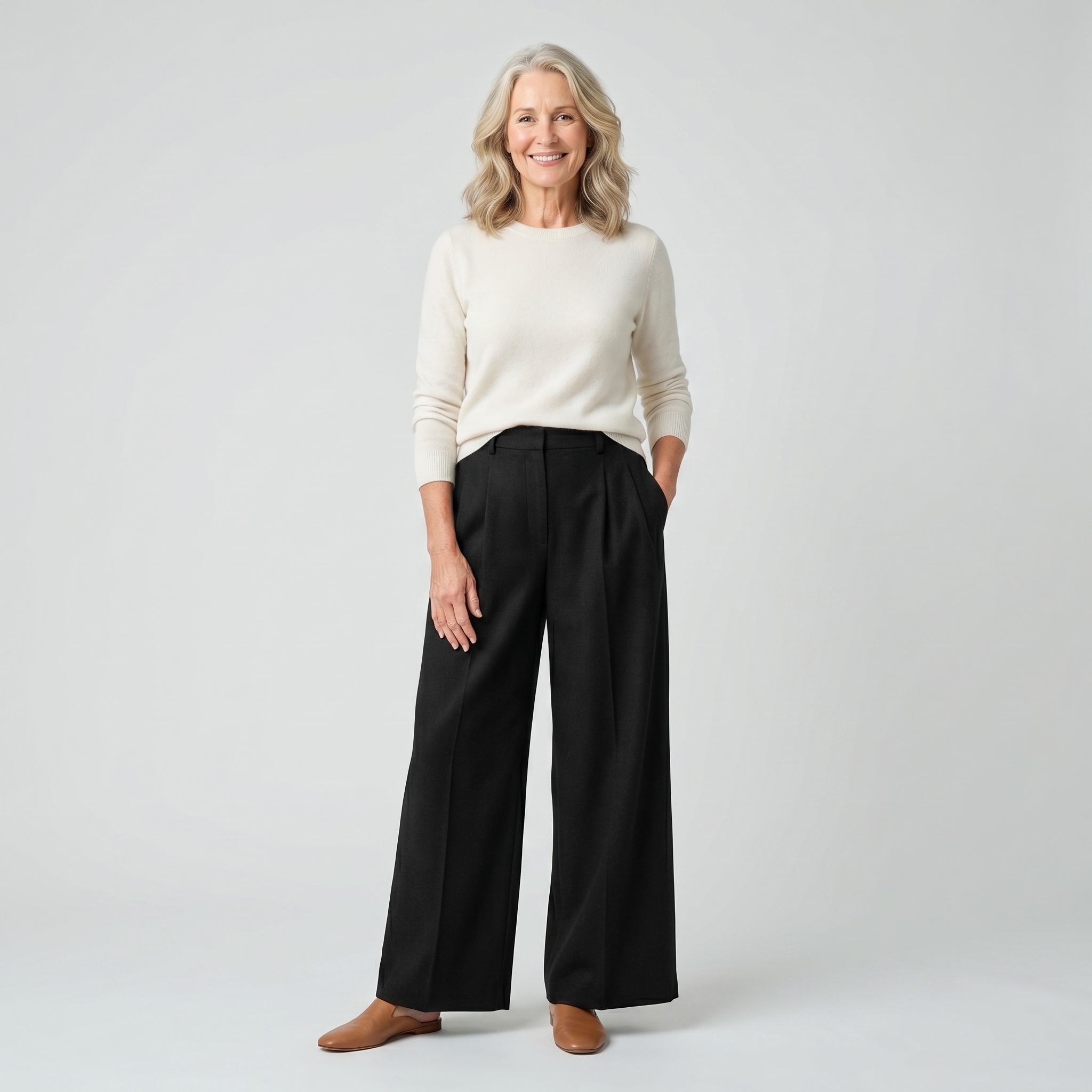 Calça Wide Leg Preta — foto gerada